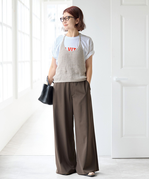 Spick & Span(スピックアンドスパン)の「ドライストレッチワイドパンツ(スラックス・レディース・チャコールグレー/ブラウン・34/40/36/38)」の5枚目の写真