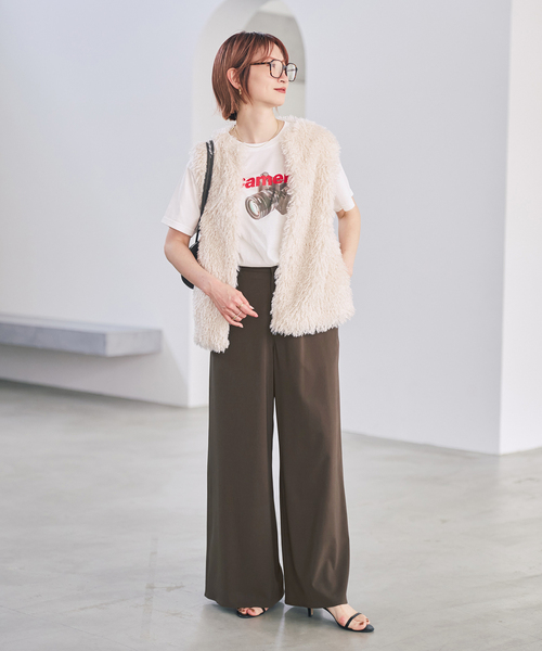 Spick & Span(スピックアンドスパン)の「ドライストレッチワイドパンツ(スラックス・レディース・チャコールグレー/ブラウン・34/40/36/38)」の6枚目の写真