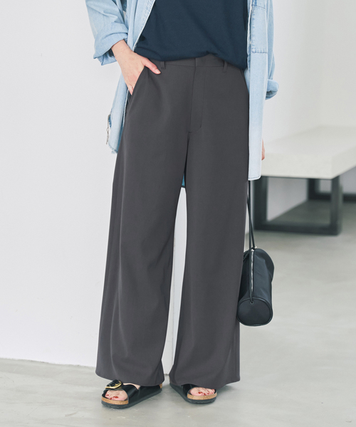 Spick & Span(スピックアンドスパン)の「ドライストレッチワイドパンツ(スラックス・レディース・チャコールグレー/ブラウン・34/40/36/38)」の9枚目の写真