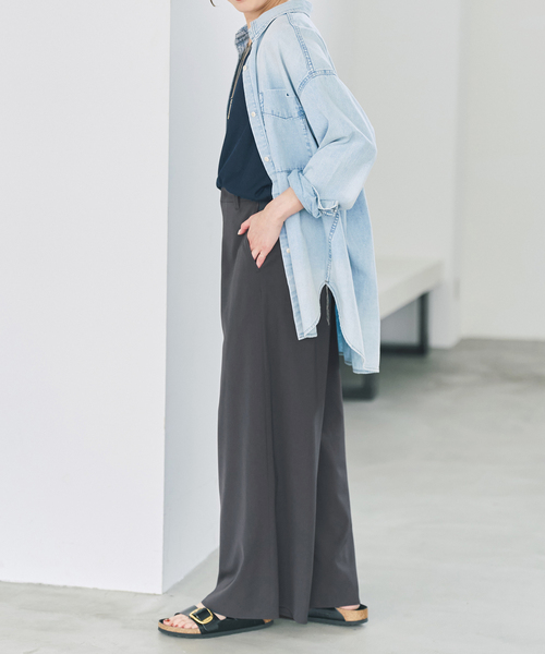 Spick & Span(スピックアンドスパン)の「ドライストレッチワイドパンツ(スラックス・レディース・チャコールグレー/ブラウン・34/40/36/38)」の11枚目の写真