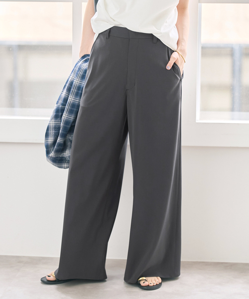 Spick & Span(スピックアンドスパン)の「ドライストレッチワイドパンツ(スラックス・レディース・チャコールグレー/ブラウン・34/40/36/38)」の14枚目の写真