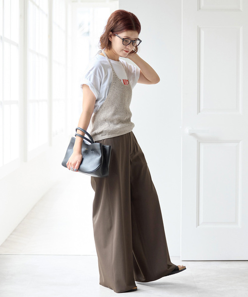 Spick & Span(スピックアンドスパン)の「ドライストレッチワイドパンツ(スラックス・レディース・チャコールグレー/ブラウン・34/40/36/38)」の19枚目の写真