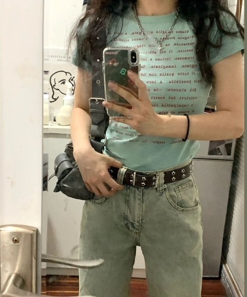 ViViDAY(ビビデー)の「英字プリントショートtシャツ(Tシャツ/カットソー・レディース・グリーン・M)」の7枚目の写真