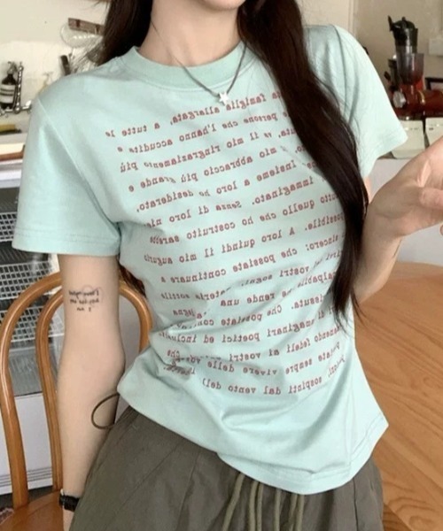 ViViDAY(ビビデー)の「英字プリントショートtシャツ(Tシャツ/カットソー・レディース・グリーン・M)」の12枚目の写真