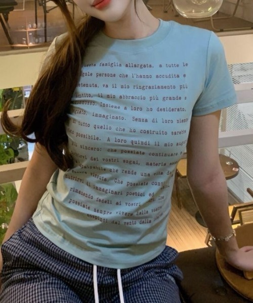 ViViDAY(ビビデー)の「英字プリントショートtシャツ(Tシャツ/カットソー・レディース・グリーン・M)」の15枚目の写真