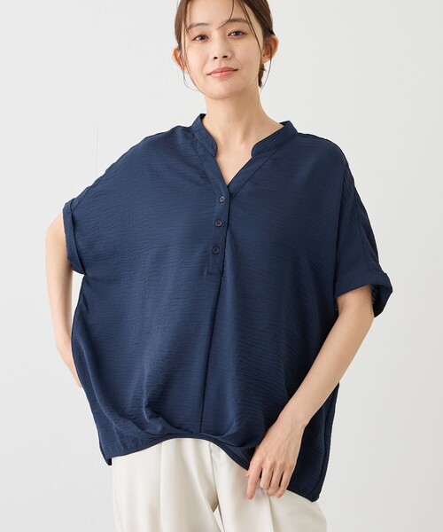 Jayro(ジャイロ)の「ワッシャーヘンリーネックブラウス(シャツ/ブラウス・レディース・ホワイト系その他/ブルー系その他4/ブラック/ホワイト系その他5/ブルー系その他2/サックスブルー・M)」の5枚目の写真