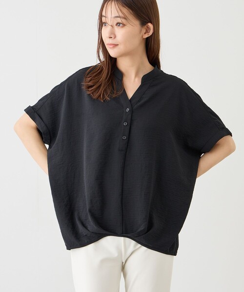 Jayro(ジャイロ)の「ワッシャーヘンリーネックブラウス(シャツ/ブラウス・レディース・ホワイト系その他/ブルー系その他4/ブラック/ホワイト系その他5/ブルー系その他2/サックスブルー・M)」の4枚目の写真