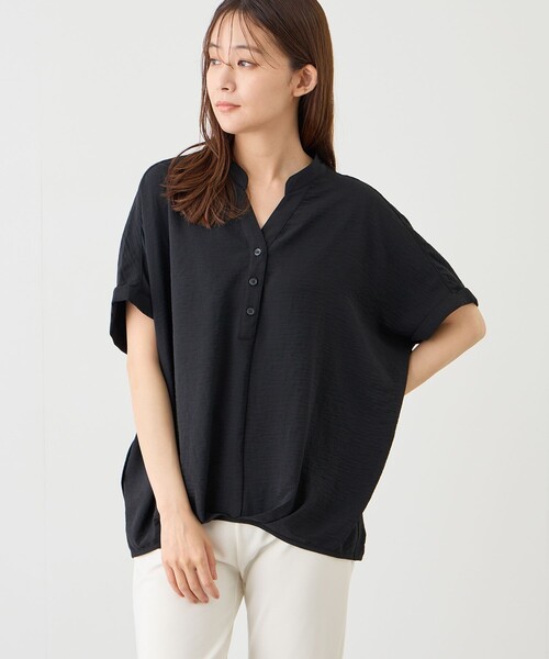 Jayro(ジャイロ)の「ワッシャーヘンリーネックブラウス(シャツ/ブラウス・レディース・ホワイト系その他/ブルー系その他4/ブラック/ホワイト系その他5/ブルー系その他2/サックスブルー・M)」の7枚目の写真