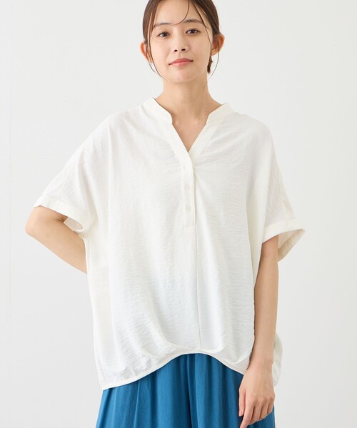 Jayro(ジャイロ)の「ワッシャーヘンリーネックブラウス(シャツ/ブラウス・レディース・ホワイト系その他/ブルー系その他4/ブラック/ホワイト系その他5/ブルー系その他2/サックスブルー・M)」の13枚目の写真