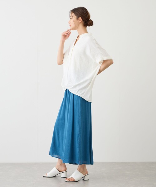 Jayro(ジャイロ)の「ワッシャーヘンリーネックブラウス(シャツ/ブラウス・レディース・ホワイト系その他/ブルー系その他4/ブラック/ホワイト系その他5/ブルー系その他2/サックスブルー・M)」の17枚目の写真