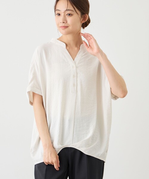 Jayro(ジャイロ)の「ワッシャーヘンリーネックブラウス(シャツ/ブラウス・レディース・ホワイト系その他/ブルー系その他4/ブラック/ホワイト系その他5/ブルー系その他2/サックスブルー・M)」の19枚目の写真