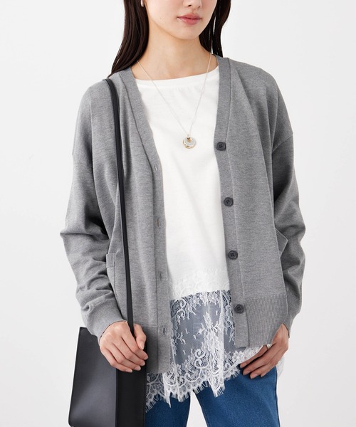 BELLUNA PLUS(ベルーナ)の「プラスワンで着映える!裾レースプルオーバー(Tシャツ/カットソー・レディース・オフホワイト/ブラック・X-LARGE/LARGE/MEDIUM)」の2枚目の写真