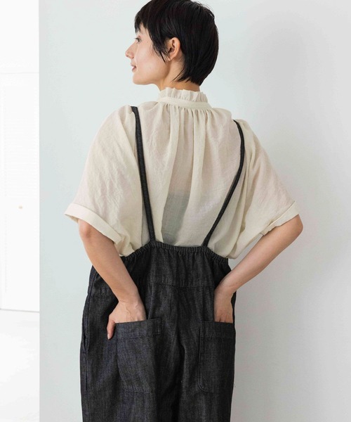 studio CLIP(スタディオクリップ)の「《natural by clip》デニムクロプトサロペット(Tシャツ/カットソー・レディース・インディゴブルー/ブラック・FREE)」の10枚目の写真
