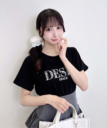 ビジューロゴ刺繍Tシャツ