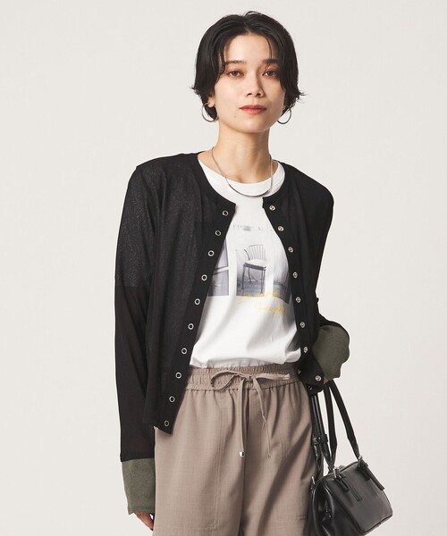green label relaxing(グリーンレーベルリラクシング)の「シアー メランジ カーディガン(カーディガン/ボレロ・レディース・ブラック/グレー/モカ・FREE)」の8枚目の写真