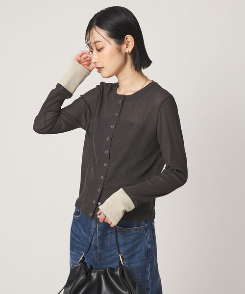 green label relaxing(グリーンレーベルリラクシング)の「シアー メランジ カーディガン(カーディガン/ボレロ・レディース・ブラック/グレー/モカ・FREE)」の11枚目の写真