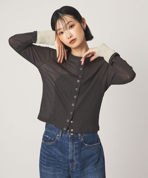 green label relaxing(グリーンレーベルリラクシング)の「シアー メランジ カーディガン(カーディガン/ボレロ・レディース・ブラック/グレー/モカ・FREE)」の12枚目の写真
