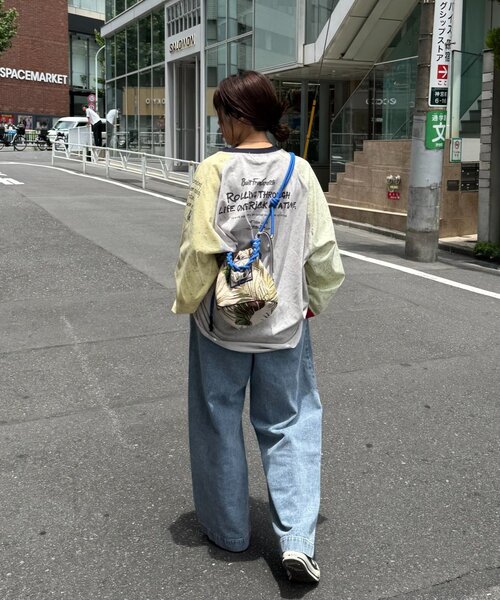 SOUNDSGOOOOD(サウンズグッド)の「【SOUNDS GOOOOD】ゴブラン柄巾着バッグ(トートバッグ・メンズ・ブルー/ベージュ・ONE SIZE)」の6枚目の写真