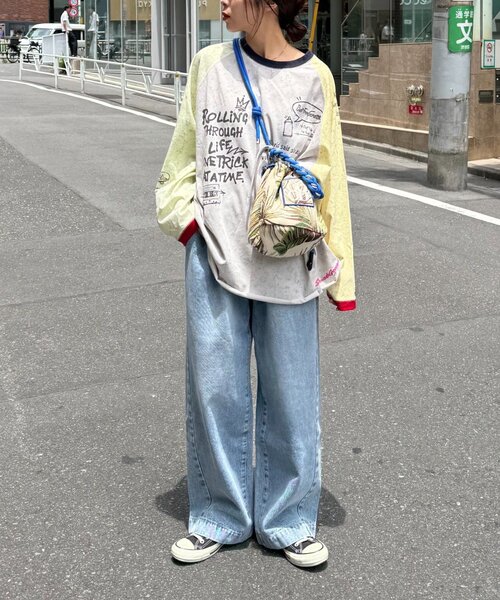 SOUNDSGOOOOD(サウンズグッド)の「【SOUNDS GOOOOD】ゴブラン柄巾着バッグ(トートバッグ・メンズ・ブルー/ベージュ・ONE SIZE)」の7枚目の写真