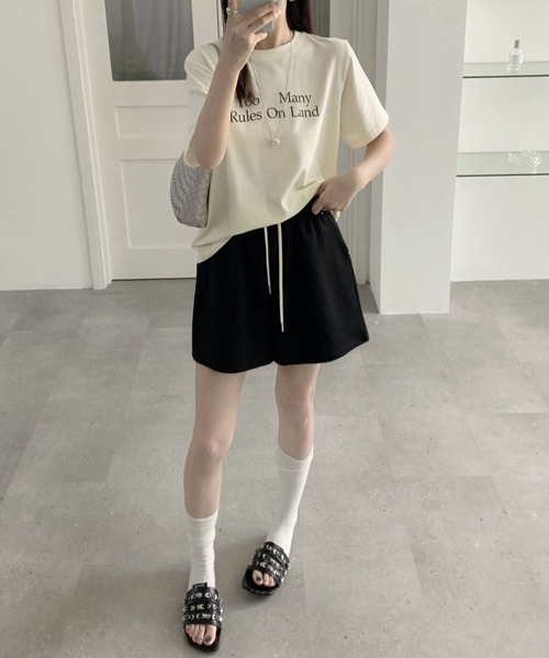 DAY CLOSET(デイ クローゼット)の「ゆったり広がるAライン。ポンチスウェットショートパンツ レディース(スウェットパンツ・レディース・グレー/ブラック/オフホワイト・L/M/XL)」の16枚目の写真