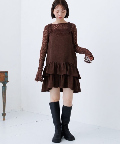flower(フラワー)の「シアーフラワートップ2(Tシャツ/カットソー・レディース・アイボリー/ブラウン・FREE)」の6枚目の写真