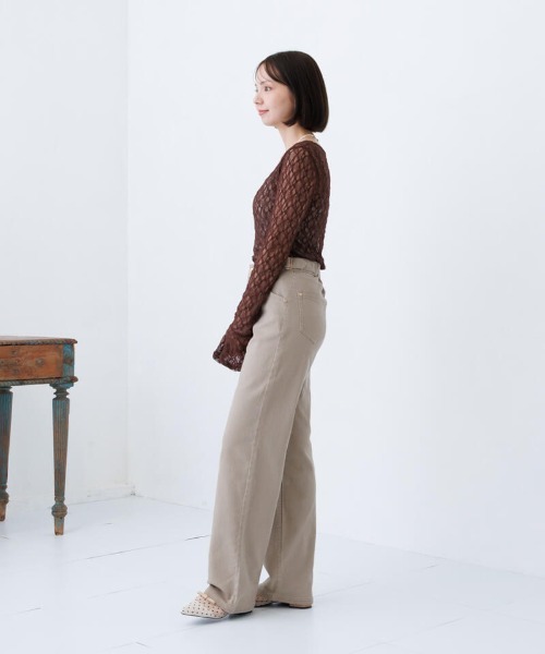 flower(フラワー)の「シアーフラワートップ2(Tシャツ/カットソー・レディース・アイボリー/ブラウン・FREE)」の4枚目の写真