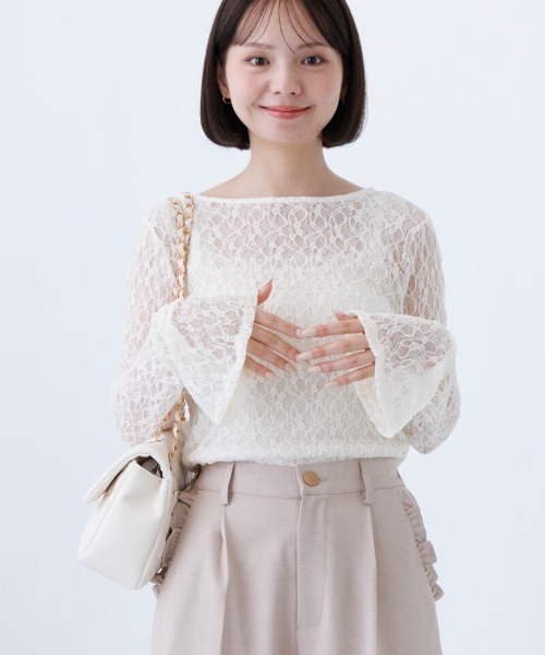 flower(フラワー)の「シアーフラワートップ2(Tシャツ/カットソー・レディース・アイボリー/ブラウン・FREE)」の11枚目の写真