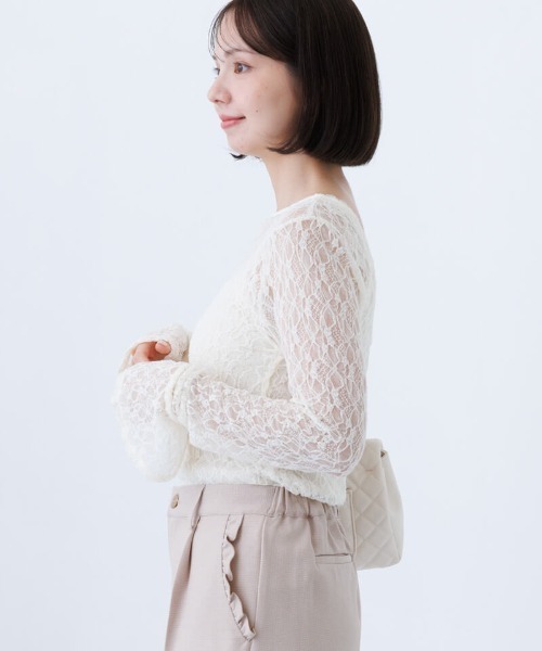 flower(フラワー)の「シアーフラワートップ2(Tシャツ/カットソー・レディース・アイボリー/ブラウン・FREE)」の12枚目の写真