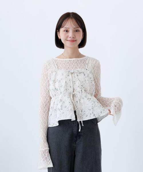 flower(フラワー)の「シアーフラワートップ2(Tシャツ/カットソー・レディース・アイボリー/ブラウン・FREE)」の21枚目の写真