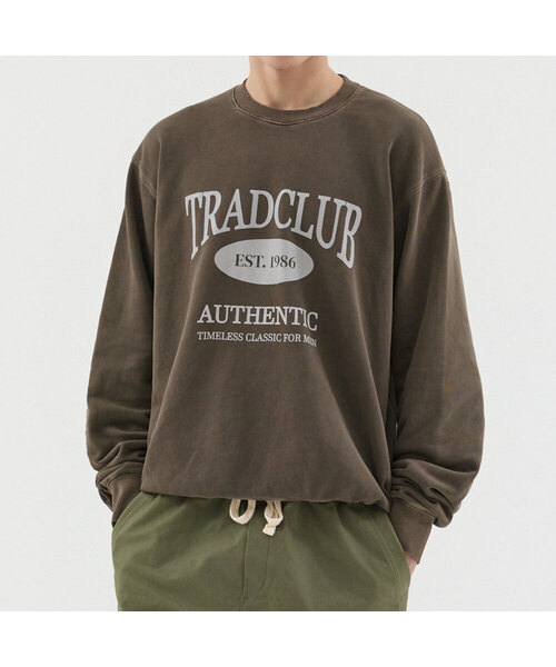 TRADCLUB（トラッドクラブ）の「グラスゴーピグメントウォッシングオーバースウェット5カラー（スウェット・メンズ・ブラウン/チャコール/ネイビー/パープル・MEDIUM/LARGE/X-LARGE）」の2枚目の写真