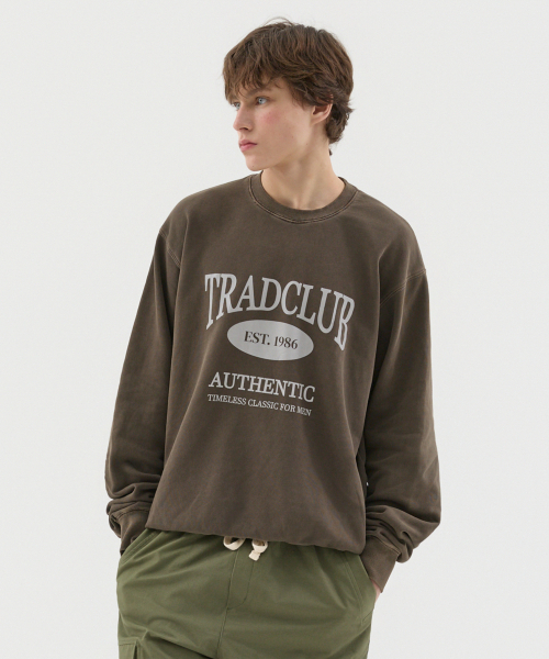 TRADCLUB（トラッドクラブ）の「グラスゴーピグメントウォッシングオーバースウェット5カラー（スウェット・メンズ・ブラウン/チャコール/ネイビー/パープル・MEDIUM/LARGE/X-LARGE）」の11枚目の写真