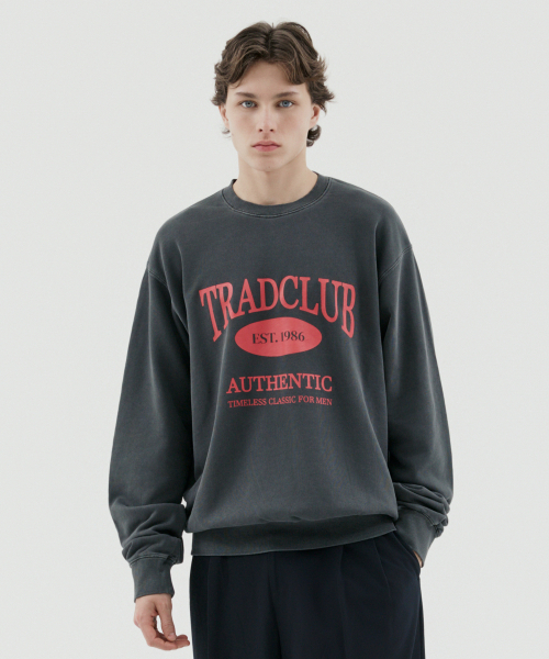 TRADCLUB（トラッドクラブ）の「グラスゴーピグメントウォッシングオーバースウェット5カラー（スウェット・メンズ・ブラウン/チャコール/ネイビー/パープル・MEDIUM/LARGE/X-LARGE）」の12枚目の写真