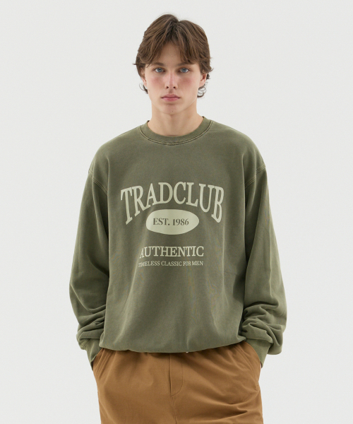 TRADCLUB（トラッドクラブ）の「グラスゴーピグメントウォッシングオーバースウェット5カラー（スウェット・メンズ・ブラウン/チャコール/ネイビー/パープル・MEDIUM/LARGE/X-LARGE）」の13枚目の写真
