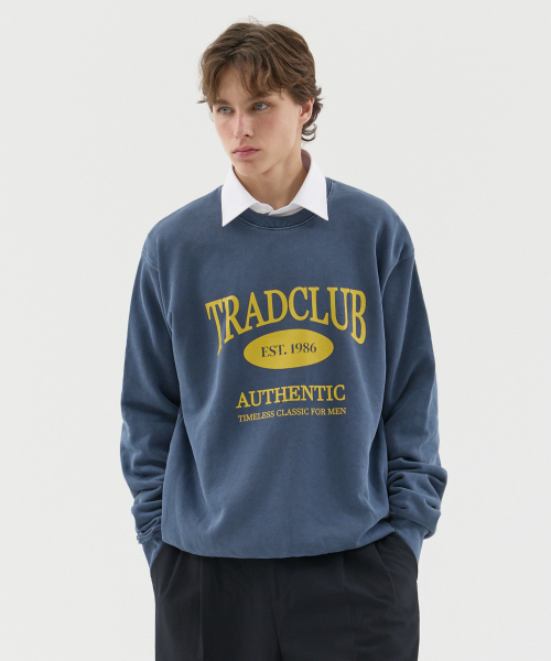 TRADCLUB（トラッドクラブ）の「グラスゴーピグメントウォッシングオーバースウェット5カラー（スウェット・メンズ・ブラウン/チャコール/ネイビー/パープル・MEDIUM/LARGE/X-LARGE）」の14枚目の写真
