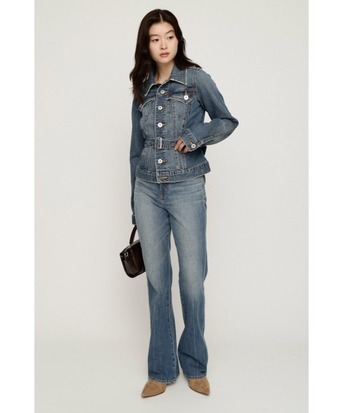 SLY(スライ)の「BELTED COMPACT DENIM JK ベルテッドコンパクトデニムジャケット 秋服 冬服(デニムジャケット・レディース・ブルー/ダークブルー・FREE)」の3枚目の写真