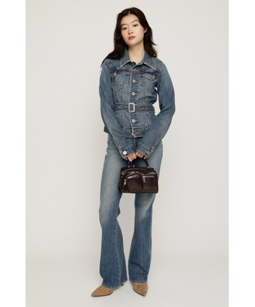 SLY(スライ)の「BELTED COMPACT DENIM JK ベルテッドコンパクトデニムジャケット 秋服 冬服(デニムジャケット・レディース・ブルー/ダークブルー・FREE)」の4枚目の写真