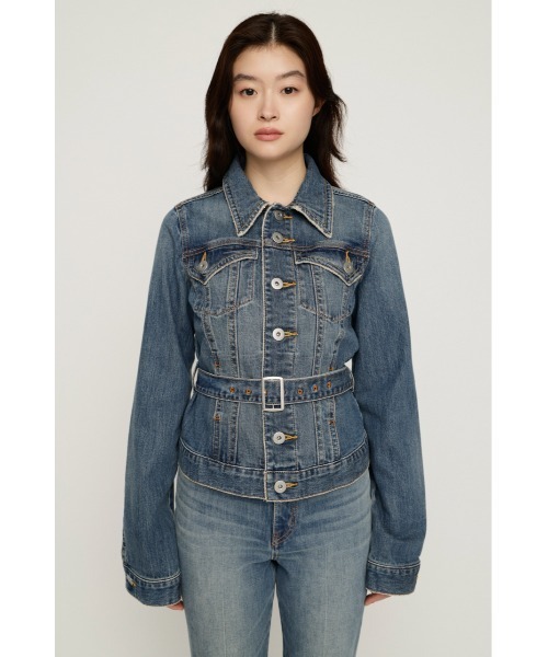 SLY(スライ)の「BELTED COMPACT DENIM JK ベルテッドコンパクトデニムジャケット 秋服 冬服(デニムジャケット・レディース・ブルー/ダークブルー・FREE)」の6枚目の写真