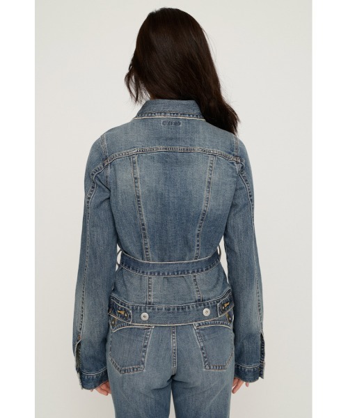SLY(スライ)の「BELTED COMPACT DENIM JK ベルテッドコンパクトデニムジャケット 秋服 冬服(デニムジャケット・レディース・ブルー/ダークブルー・FREE)」の8枚目の写真