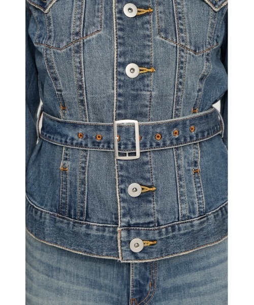 SLY(スライ)の「BELTED COMPACT DENIM JK ベルテッドコンパクトデニムジャケット 秋服 冬服(デニムジャケット・レディース・ブルー/ダークブルー・FREE)」の9枚目の写真