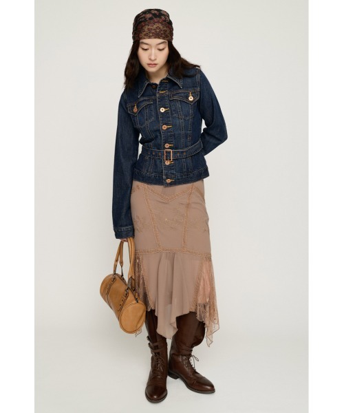 SLY(スライ)の「BELTED COMPACT DENIM JK ベルテッドコンパクトデニムジャケット 秋服 冬服(デニムジャケット・レディース・ブルー/ダークブルー・FREE)」の14枚目の写真