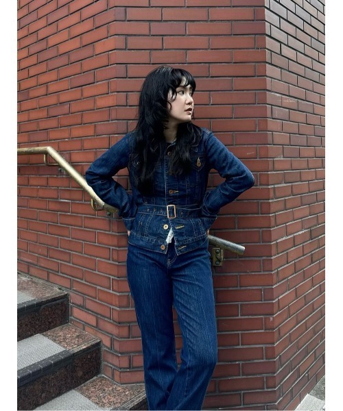SLY(スライ)の「BELTED COMPACT DENIM JK ベルテッドコンパクトデニムジャケット 秋服 冬服(デニムジャケット・レディース・ブルー/ダークブルー・FREE)」の19枚目の写真
