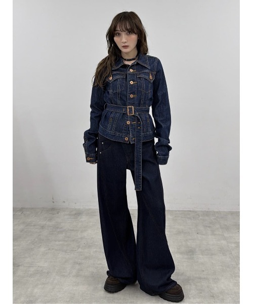 SLY(スライ)の「BELTED COMPACT DENIM JK ベルテッドコンパクトデニムジャケット 秋服 冬服(デニムジャケット・レディース・ブルー/ダークブルー・FREE)」の21枚目の写真