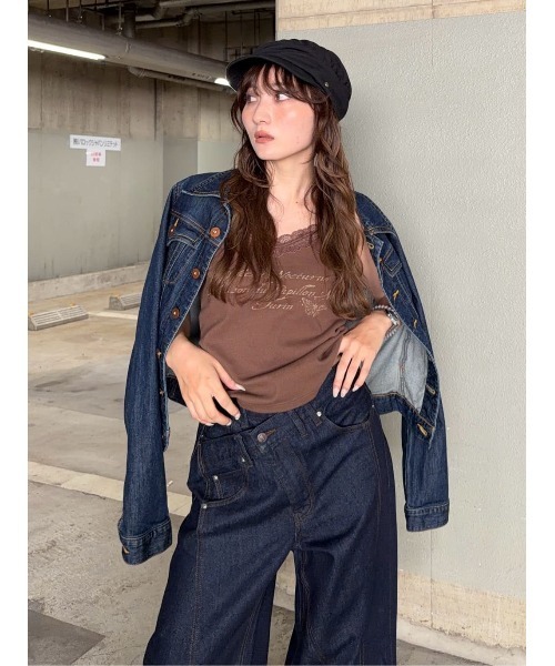 SLY(スライ)の「BELTED COMPACT DENIM JK ベルテッドコンパクトデニムジャケット 秋服 冬服(デニムジャケット・レディース・ブルー/ダークブルー・FREE)」の22枚目の写真