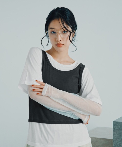 LEPSIM(レプシィム)の「タンク×長袖レイヤード《2点セット》 840060(Tシャツ/カットソー・レディース・ネイビー/チャコールグレー/ブラック・MEDIUM/LARGE)」の3枚目の写真