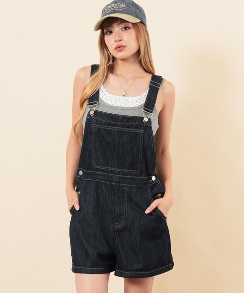 anap mimpi(アナップミンピ)の「ショート丈オーバーオール(つなぎ/オールインワン・レディース・ブラウン/インディゴブルー・F)」の12枚目の写真