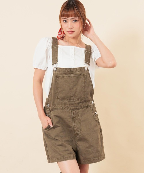 anap mimpi(アナップミンピ)の「ショート丈オーバーオール(つなぎ/オールインワン・レディース・ブラウン/インディゴブルー・F)」の6枚目の写真
