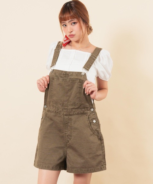 anap mimpi(アナップミンピ)の「ショート丈オーバーオール(つなぎ/オールインワン・レディース・ブラウン/インディゴブルー・F)」の5枚目の写真