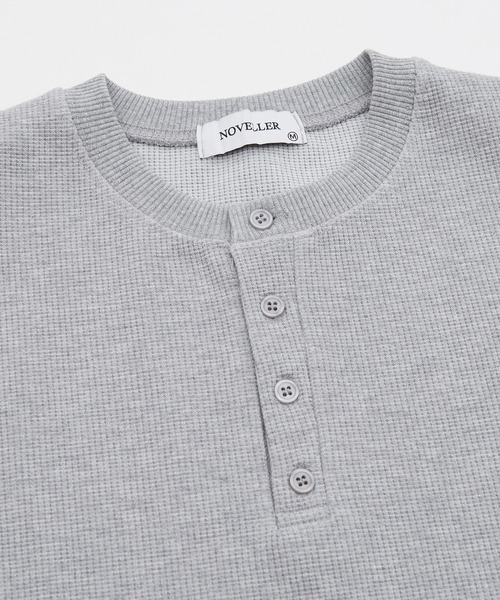 OXA（オグザ）の「ショート丈 ワッフル 無地 半袖ヘンリーネックTシャツ OXA（Tシャツ/カットソー・メンズ・ブラック/グレー・MEDIUM/LARGE）」の11枚目の写真