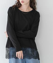 『WEB限定』ルーズフィットレースヘムロングTシャツ