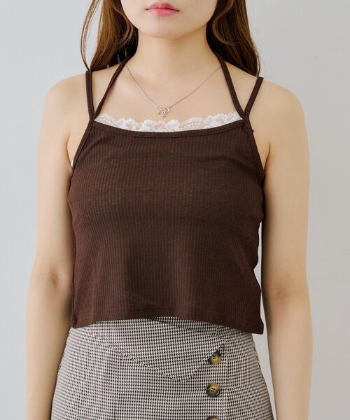 Another Branch olive des olive(アナザーブランチオリーブデオリーブ)の「レース付きキャミソールボレロset(Tシャツ/カットソー・レディース・ブラック/ブラウン/アイボリー・FREE)」の6枚目の写真